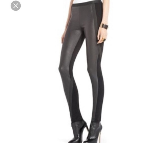 BCBGMAXAZRIA LANDYN faux Leather black pants stretchy material bikercore medium - Picture 2 of 14